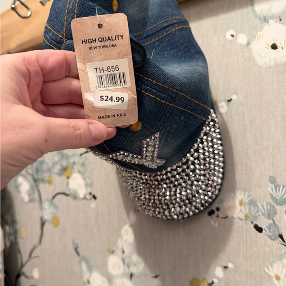 Denim NY Cap with Rhinestones - Picture 5 of 5